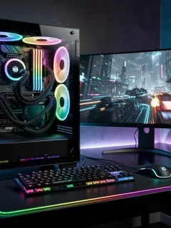 Configurazione gaming PC con scheda madre Intel Z790 e illuminazione RGB