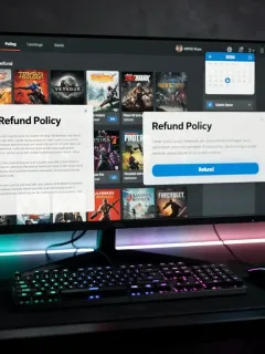 Illustrazione delle nuove politiche di rimborso per i giochi digitali su PC in Italia nel 2026.