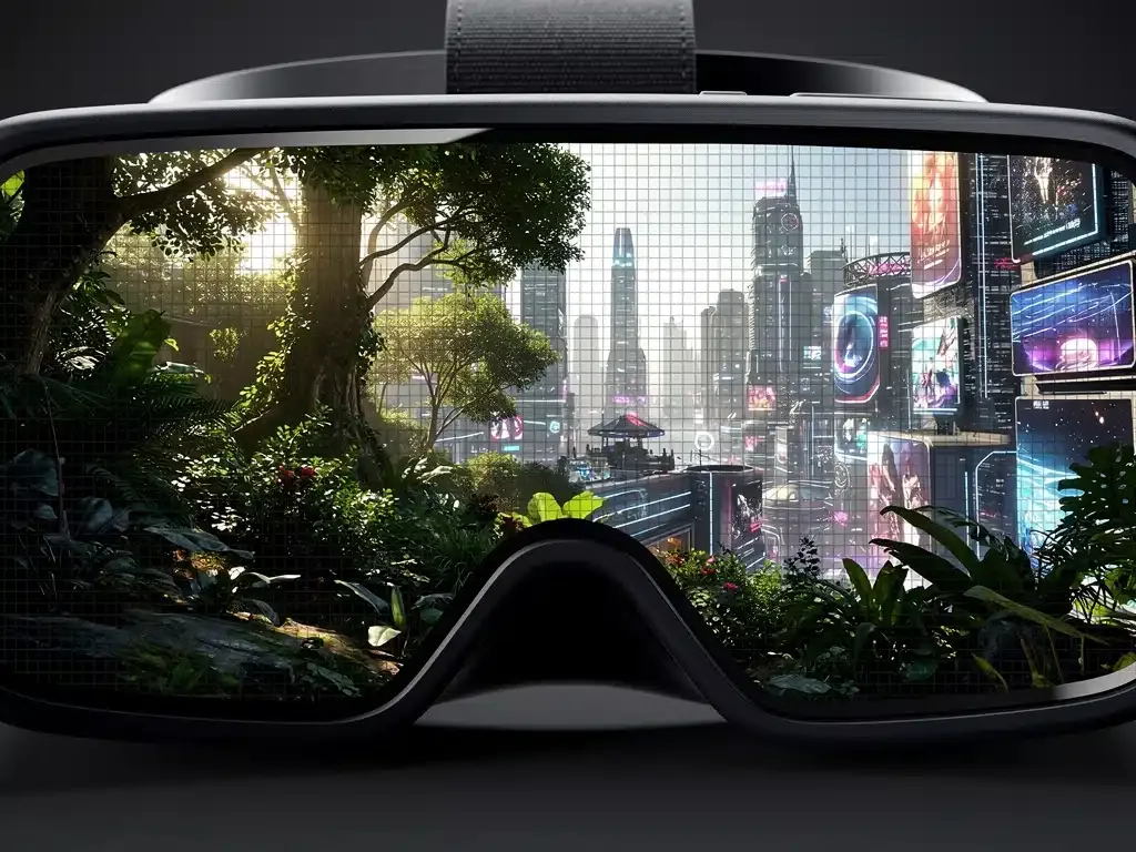 Dettaglio display VR ad alta risoluzione con grafica di gioco nitida