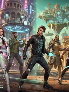 Illustrazione digitale vivace di personaggi e ambienti futuristici di videogiochi, simbolo dell'innovazione degli studi di sviluppo italiani nel PC Gaming 2026.