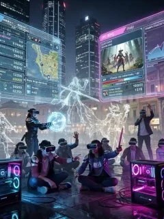 Mercato dei giochi di ruolo per PC in Italia nel 2026: previsioni e i 4 titoli da tenere d'occhio, con grafici di crescita e gamer entusiasti.