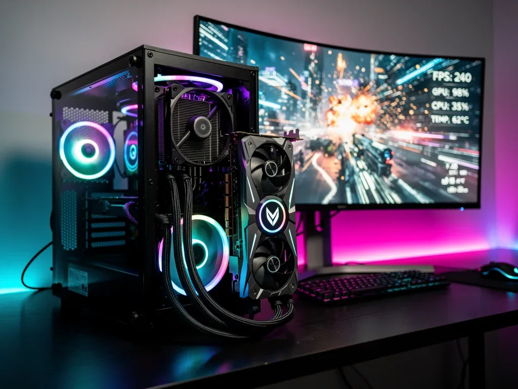Configurazione PC gaming ad alte prestazioni con overclocking CPU e GPU
