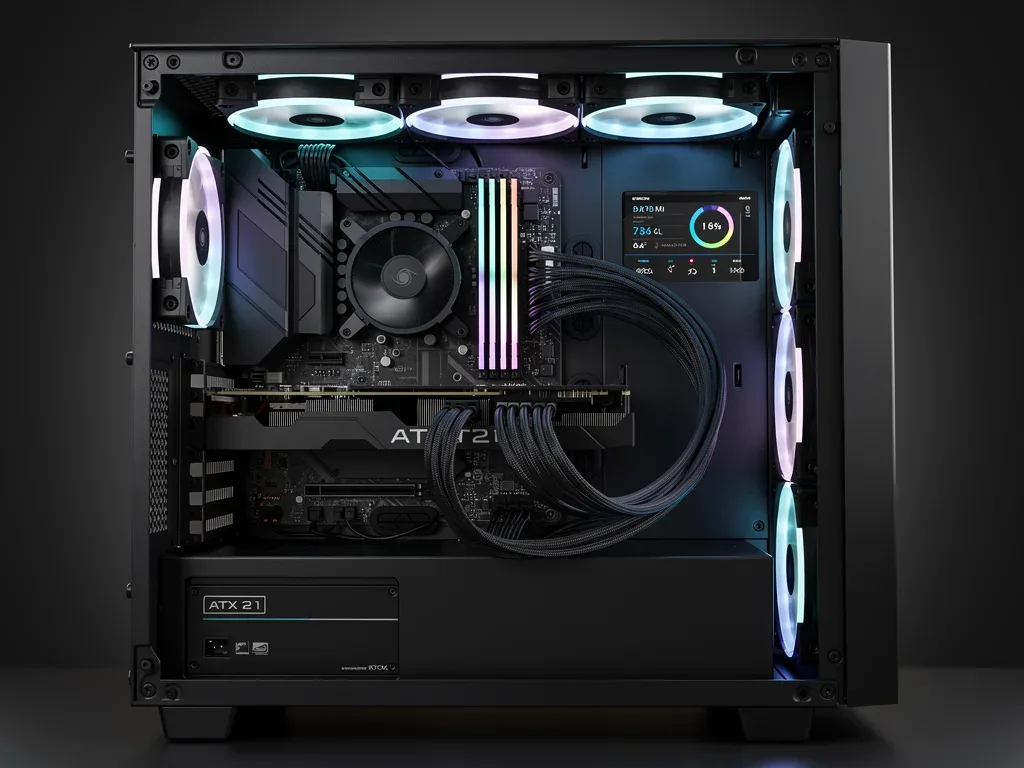 Gestione dei cavi di alimentazione in un PC gaming con PSU ATX 3.1.