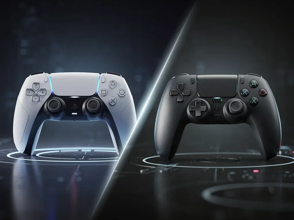 Controller di gioco di generazioni diverse, che simboleggiano l'evoluzione delle prestazioni grazie agli aggiornamenti del firmware.