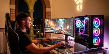Gamer italiano concentrato su schermo, connettività Wi-Fi 6E