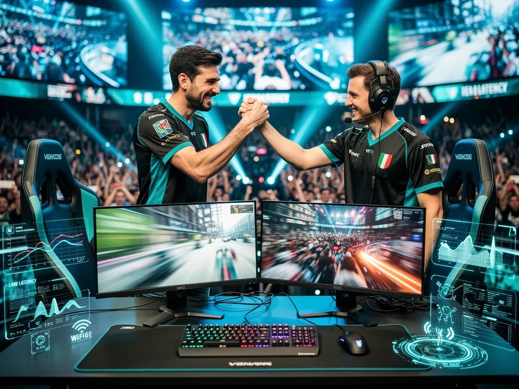 Giocatori eSport italiani celebrano vittoria con Wi-Fi 6E