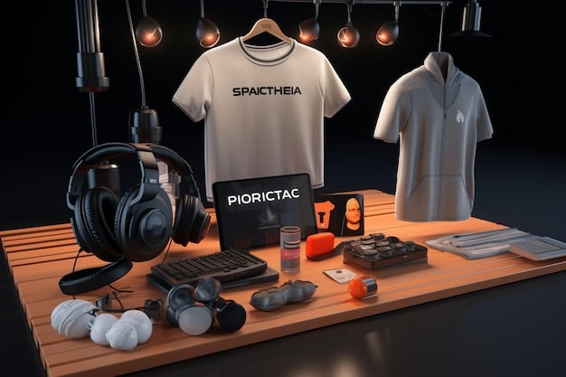 A display of various esports merchandise items, including jerseys, hats, and accessories, showcasing the variety and appeal of esports-related products for fans in the US.