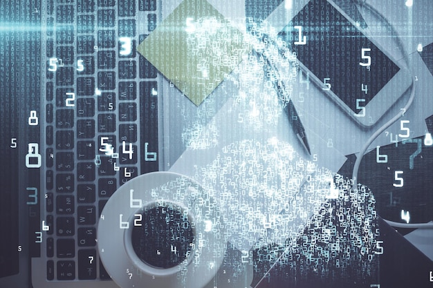 A visual representation of data encryption, showing data transforming into secure code and back. The image highlights the importance of protecting sensitive information with strong encryption methods.