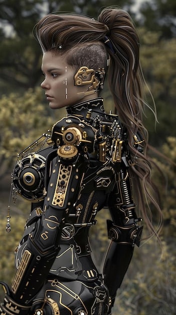 A close-up of an Orianna in-game character model, highlighting her poised stance and intricate mechanical design. The background is blurred to emphasize the champion, and particles indicate her commanding presence in the mid-lane.