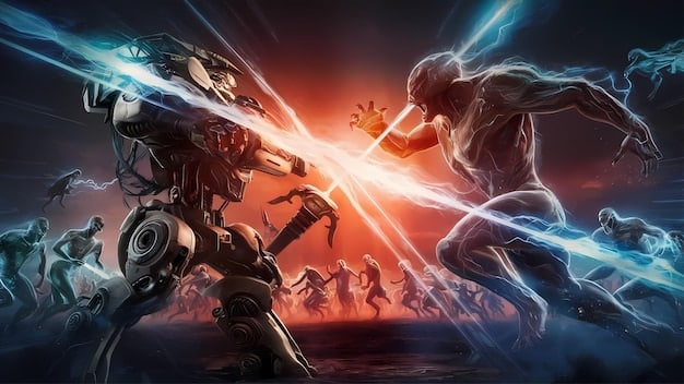 A team fight scene in League of Legends, showcasing champions with different rune setups engaging in combat; runes effects are subtly highlighted to demonstrate their impact during the fight.