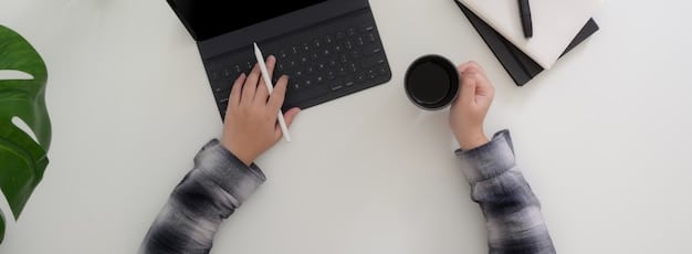 A top-down shot of a user's hands typing swiftly and accurately on a sleek, minimalist mechanical keyboard, with subtle light reflections on the keycaps. The focus emphasizes smooth, fluid motion, highlighting productivity.