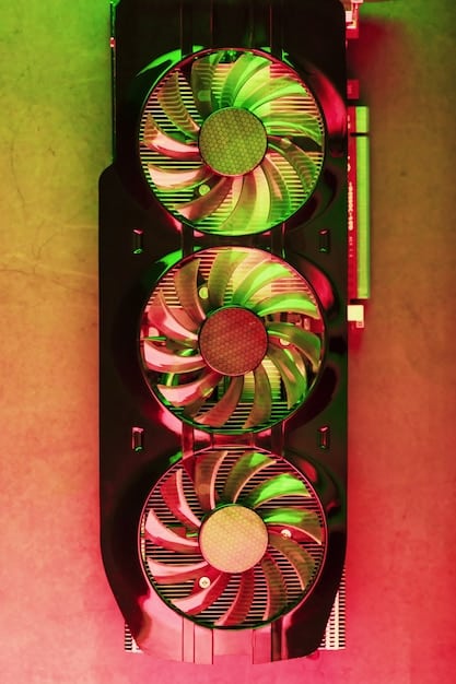 An artistic macro shot of a CPU cooler with large, silent fans, highlighting the intricate fin array and heat pipes, symbolizing efficient, quiet cooling.