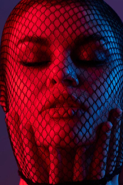 A close-up of a high-fidelity character model from a futuristic video game, showcasing intricate details and realistic lighting, hinting at advanced graphics.