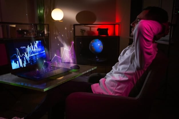 A gamer's battle station at night, with multiple monitors displaying system performance graphs and game settings menus, suggesting deep optimization and monitoring efforts.