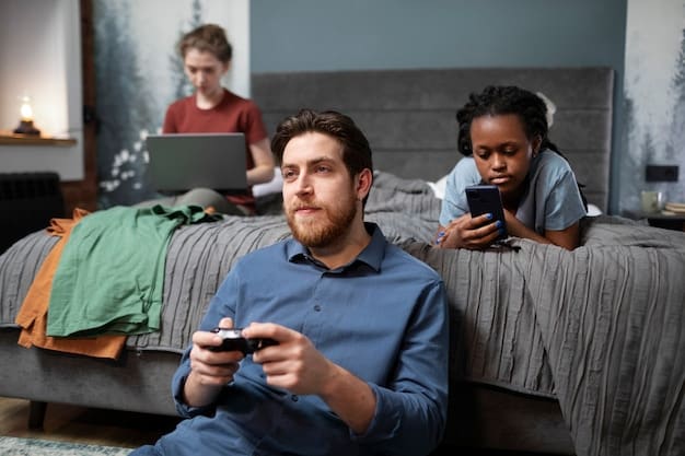 A diverse group of people playing different games on various devices (laptop, tablet, smartphone) all connected to a cloud gaming interface, emphasizing accessibility and device flexibility.