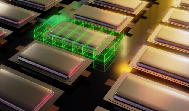 A futuristic diagram illustrating data flow between CPU, GPU, and high-speed RAM modules, emphasizing speed and efficiency.