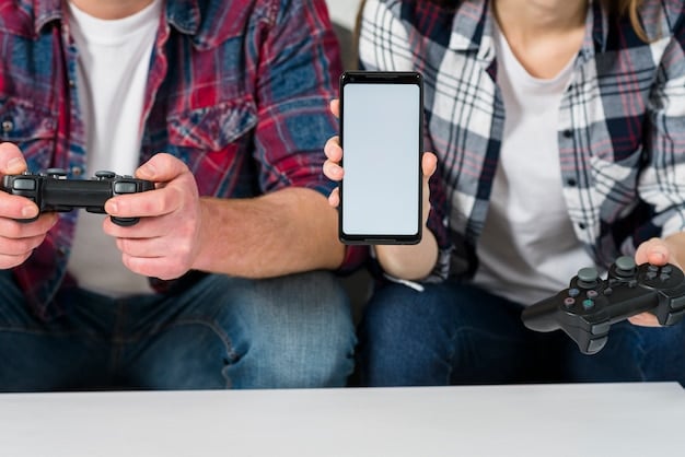 A close-up shot of a smartphone screen displaying various tournament listings and registration forms from a popular esports platform, with a gaming controller subtly in the background.
