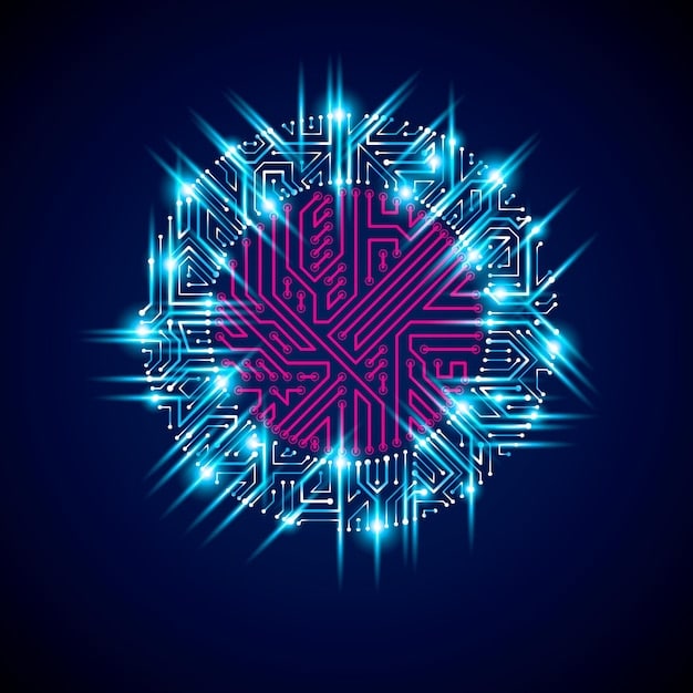 A stylized graphic depicting a quantum processor with glowing qubits interconnected, symbolizing the advanced technology behind The Rise of Quantum Computing in Gaming: Exploring the Potential. Clean, modern design with blue and purple hues.