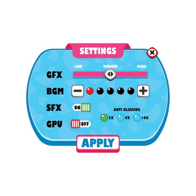 A screenshot of a game's settings menu, highlighting options to disable V-Sync, reduce graphics settings, and select fullscreen mode. The image should visually demonstrate the software tweaks mentioned in the text, emphasizing their role in Minimizing Input Lag: A Comprehensive Guide for Competitive Gamers.