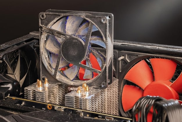 A disassembled gaming laptop showing the cooling system, including heat pipes, fans, and thermal paste application on the CPU and GPU. Focus on the intricate details of the cooling components and their placement. This visual illustrates the complexities involved in 'Boosting Your Gaming Laptop's Performance: Cooling Solutions and Optimization Tips.'