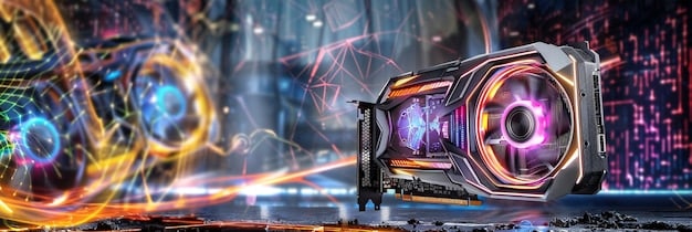 A futuristic, stylized image representing the evolution of PC gaming graphics, with a focus on ray tracing technology. The image blends real-world PC components (such as a high-end graphics card) with a visually striking ray-traced game environment, showcasing its potential to deliver more immersive and realistic experiences. It has a subtle glow of light reflections and shadows indicating an aspirational view of gaming.