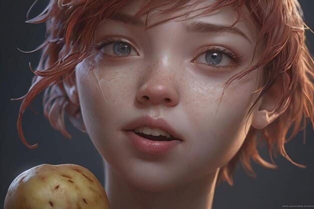 A close-up rendering of a video game character with hyper-realistic skin textures and dynamic facial expressions, showcasing the advancements in character detail and AI-driven animation in PC gaming. The character is set against a blurred backdrop of a futuristic cityscape, subtly highlighting the immersive potential of advanced graphics.