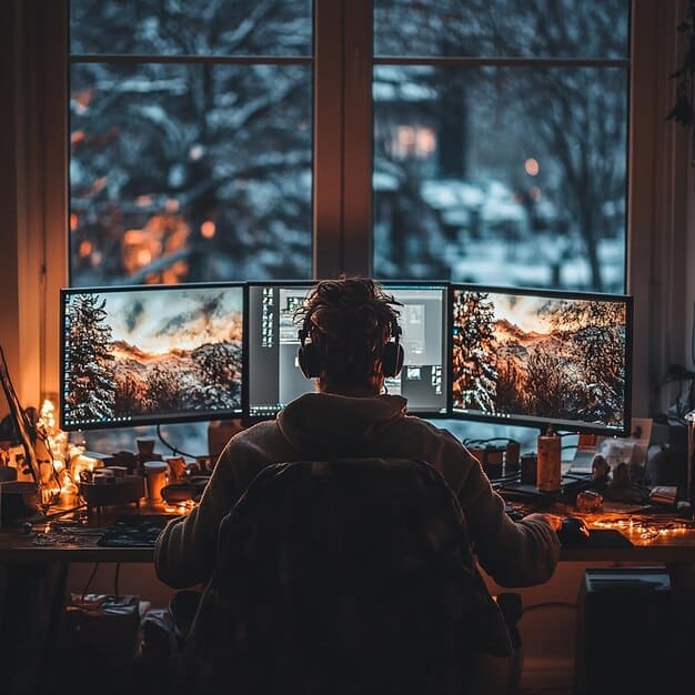 A behind-the-scenes photo of Blizzard's game developers working on the expansion pack. The image should show developers collaborating, designing new features, and testing gameplay, providing an inside look at the creation process of the PC Gaming News: Blizzard Announces Release Date for Highly Anticipated Expansion Pack.