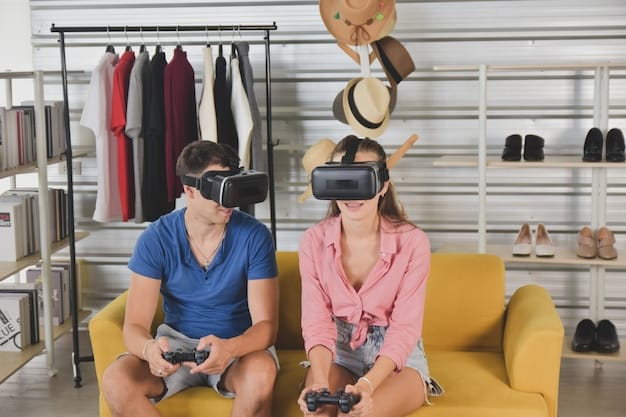 A close-up shot of various VR headset models displayed on a shelf in a tech store, highlighting their different designs and features. Each headset is priced under $500, emphasizing the affordability aspect related to 'VR Headsets in 2025: Which Model Offers the Best Immersion for Under $500?'.