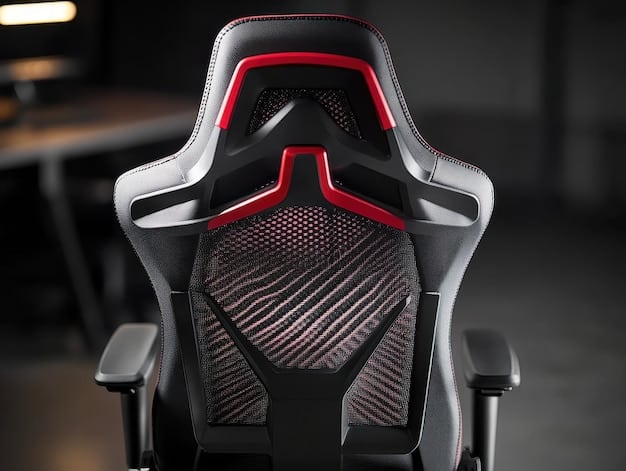 A close-up of a gaming chair's adjustable lumbar support, showing how it contours to the spine. The chair is set against a neutral background, emphasizing the adjustability and ergonomic design aimed at preventing back pain, showcasing the Gaming Chairs: 3 Ergonomic Features to Look for to Prevent Back Pain benefits.