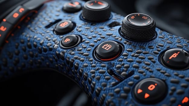 A close-up of a gaming controller with advanced haptic feedback features. The controller has multiple sensors and actuators on its surface, providing detailed tactile feedback. The image showcases The Future of Haptic Feedback: How Gaming Peripherals Will Evolve in the Next 3 Years by highlighting the technological advancements in controller design.