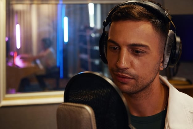 A close-up shot of a US esports player intensely focused on their monitor during a qualifier match. The player is wearing a team jersey and headphones, with the US flag subtly visible in the background. This displays commitment to learn How to Qualify for the 2025 Esports World Championship: A Step-by-Step Guide for US Players.