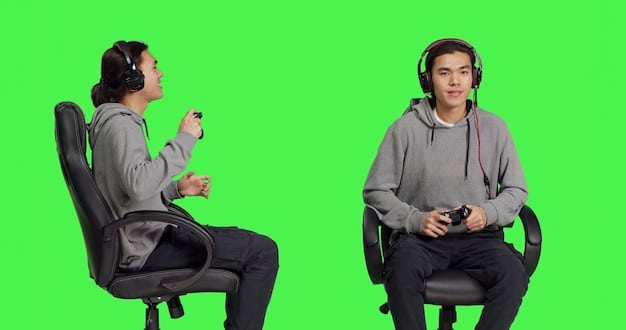 Two esports players, one male and one female, sitting across from each other at a table, engaged in a serious but friendly discussion. They are reviewing documents and occasionally gesturing, indicating they are actively negotiating terms. The setting is a modern, well-lit office, conveying professionalism and collaboration in negotiating sponsorship deals for US Esports tournament players.