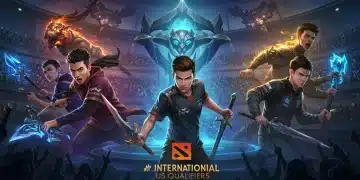Dynamic illustration of DOTA 2 teams competing for International 2026 US Qualifiers