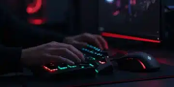 Ergonomic gaming setup with split keyboard and vertical mouse