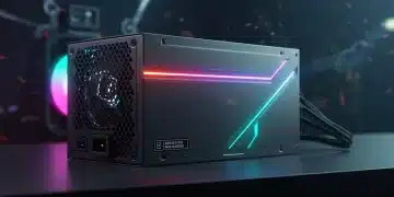 Futuristic gaming PC build showcasing a high-wattage power supply unit