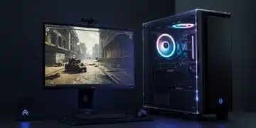 Futuristic gaming PC setup with advanced components and RGB lighting, symbolizing future-proof performance.