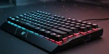 Futuristic gaming keyboard with magnetic switches and vibrant RGB lighting, indicating ultra-fast response for competitive gaming.