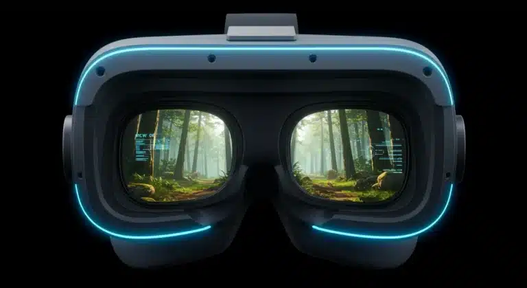 Futuristic VR headset with 4K per eye display technology