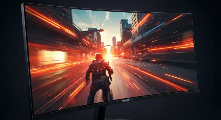 Gaming monitor displaying high refresh rate and fast response time gameplay in 2026