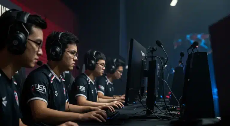 US esports team intensely practicing for international tournament