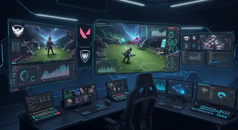 Advanced analytics dashboard showing Valorant match data for US esports teams