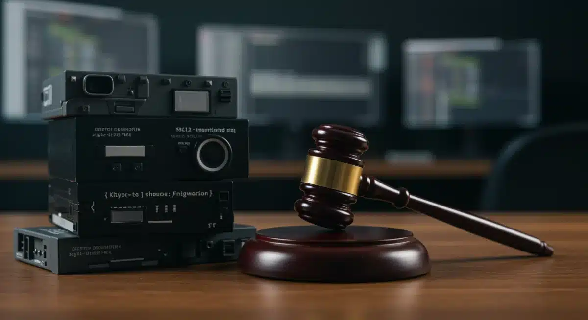 Legal gavel over game code and assets, symbolizing the legal challenges for PC game modding.