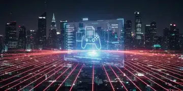 Futuristic cityscape with legal overlay symbolizing new copyright legislation impacting PC game modding in 2026.