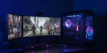 Futuristic PC gaming setup with multiple screens and vibrant lights, representing January 2026's top news.