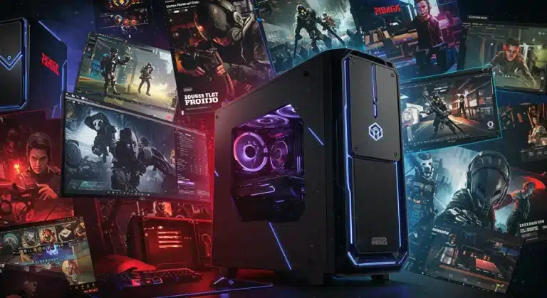 Dynamic collage of PC gaming elements, representing recent critical updates.