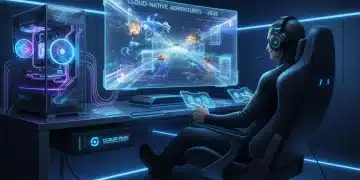 Futuristic PC gaming setup for 2026 cloud-native titles