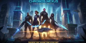 Futuristic game world with diverse characters and advanced technology, representing new PC gaming IP.