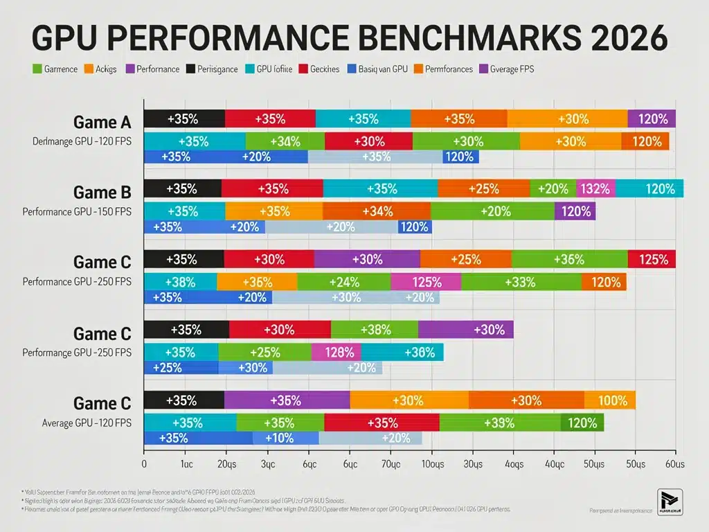 Gaming performance benchmark chart for 2026 GPUs
