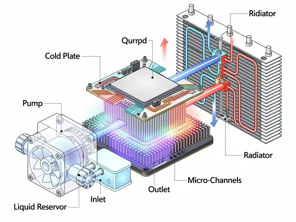 Diagram of next-gen liquid cooling system components
