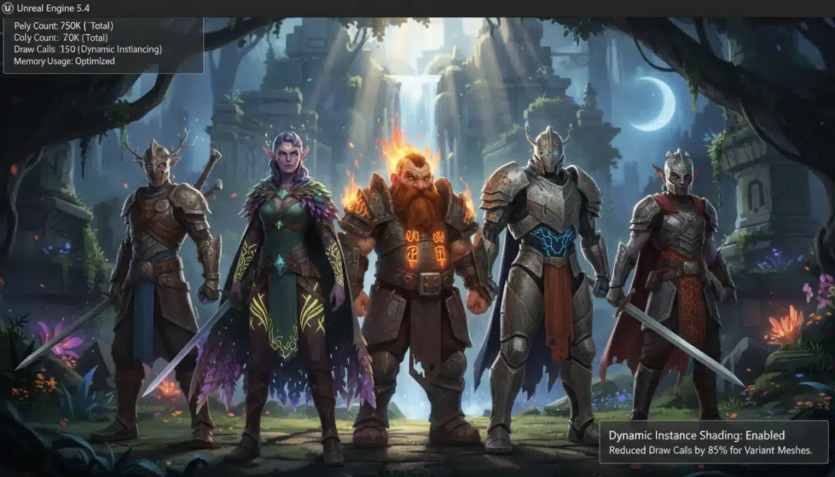 Unreal Engine 5.4 rendering feature demonstrating efficiency for indie game development.